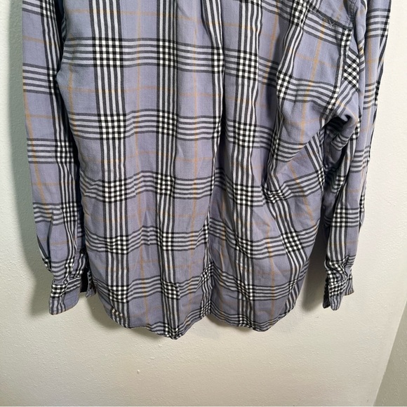Vintage Sun River Clothing Flannel Button Down Blue Gray Plaid L - Picture 8 of 9